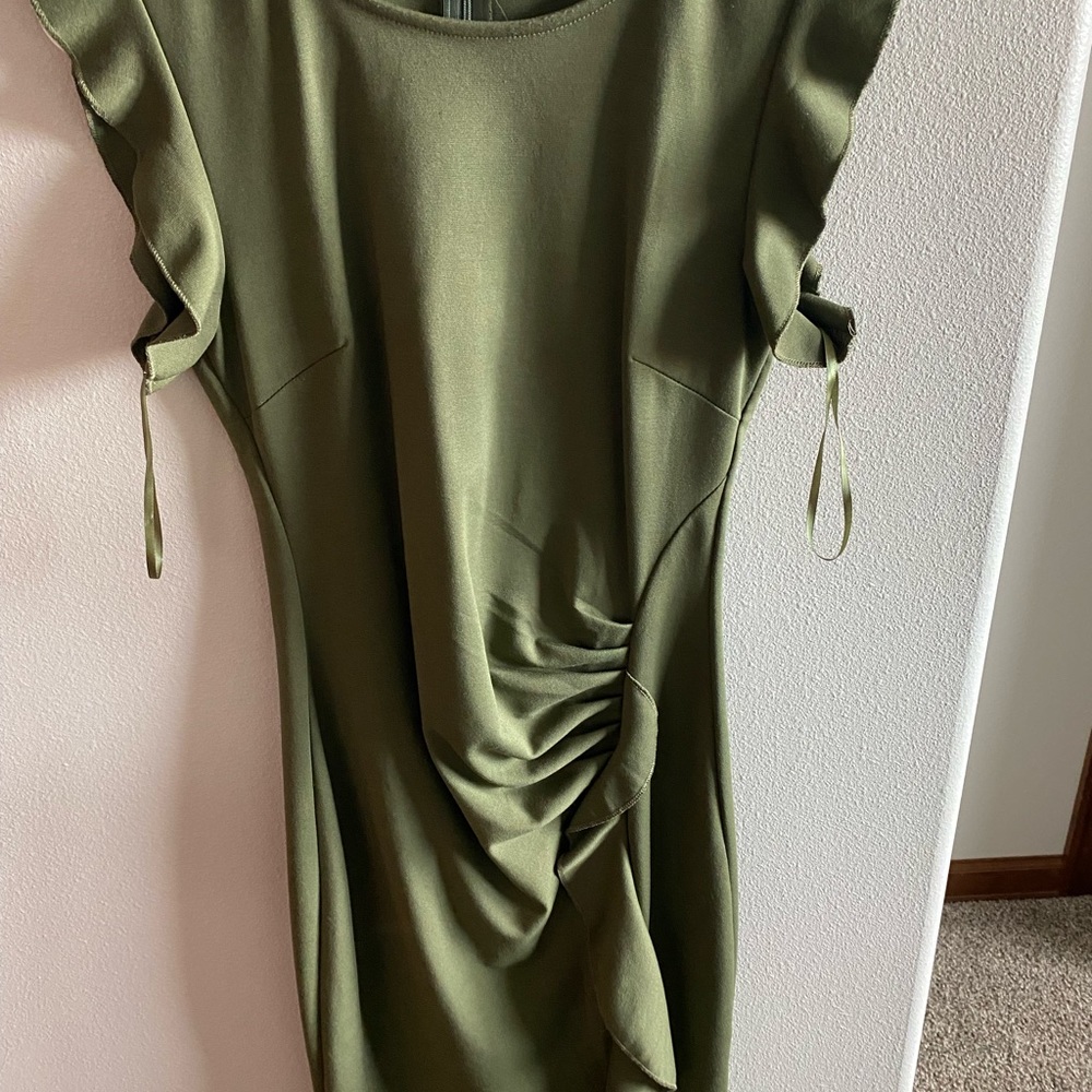 Green work dress